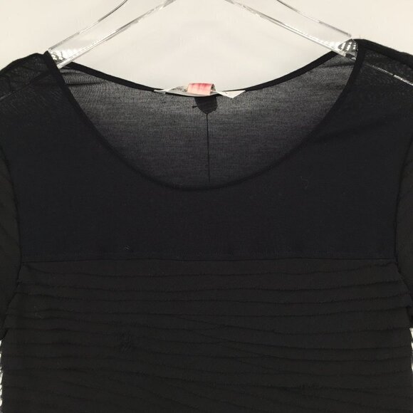 DVF Diane Von Furstenberg Noelle Black shift dress pleat knit mini new M 6 8 - Picture 3 of 7